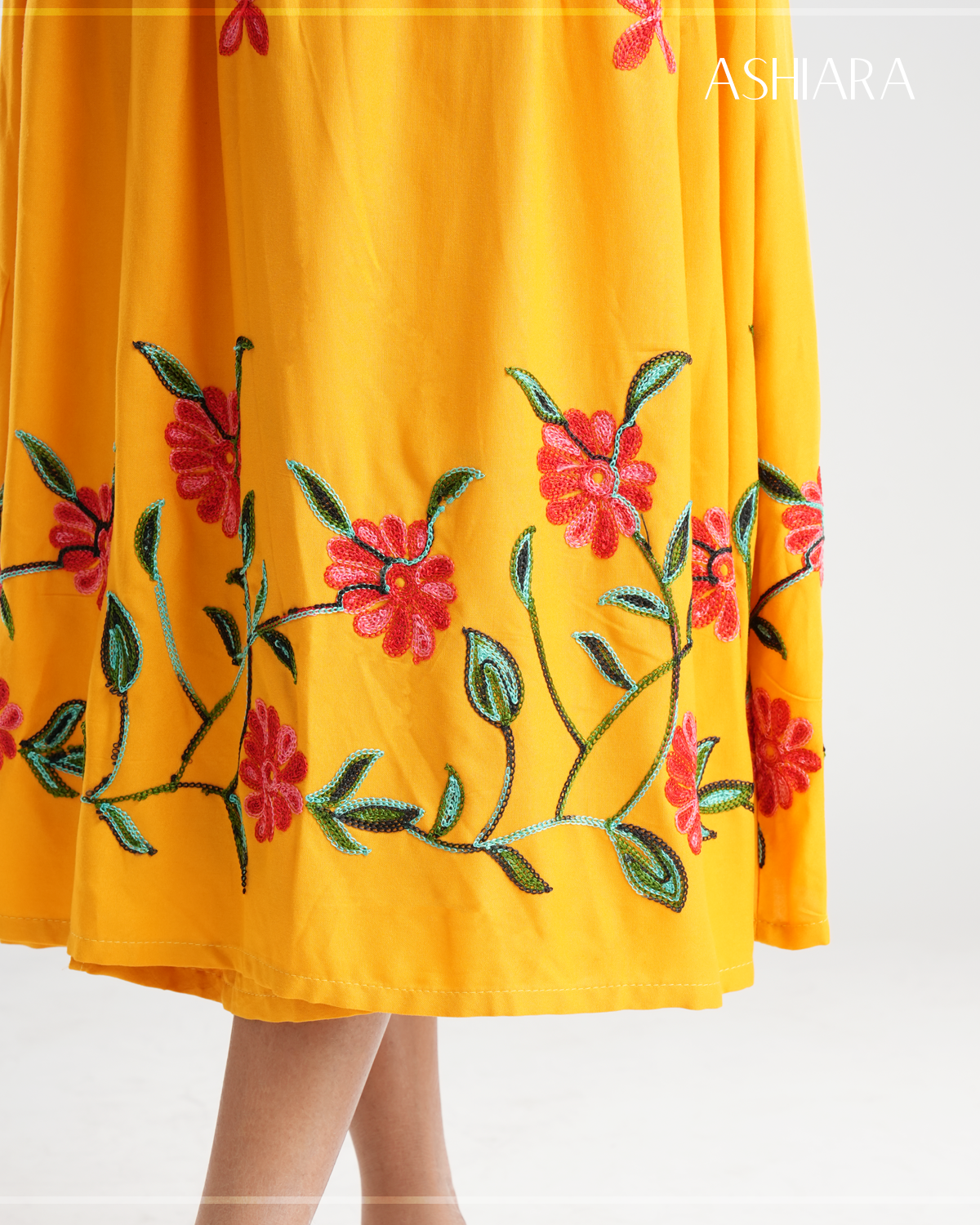 NEERA EMBROIDERED WRAP MIDI DRESS