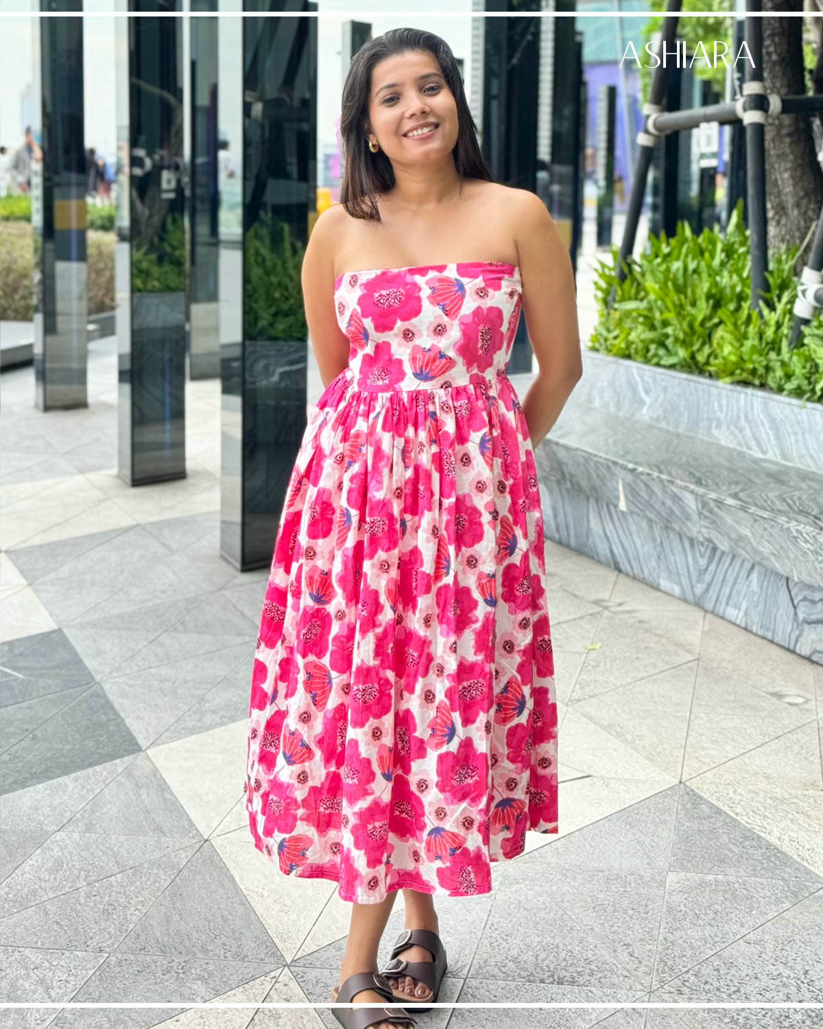 Fuchsia Bloom Midi Dress