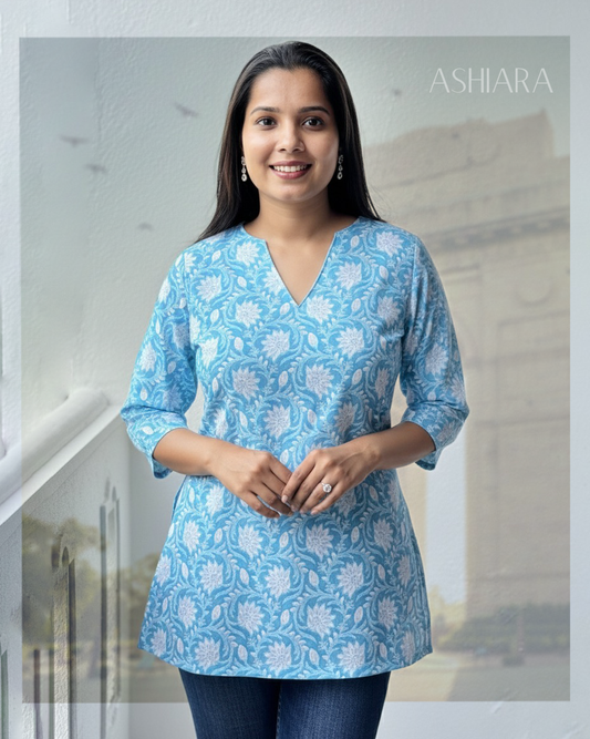 Zaara Kurti- Blue Floral