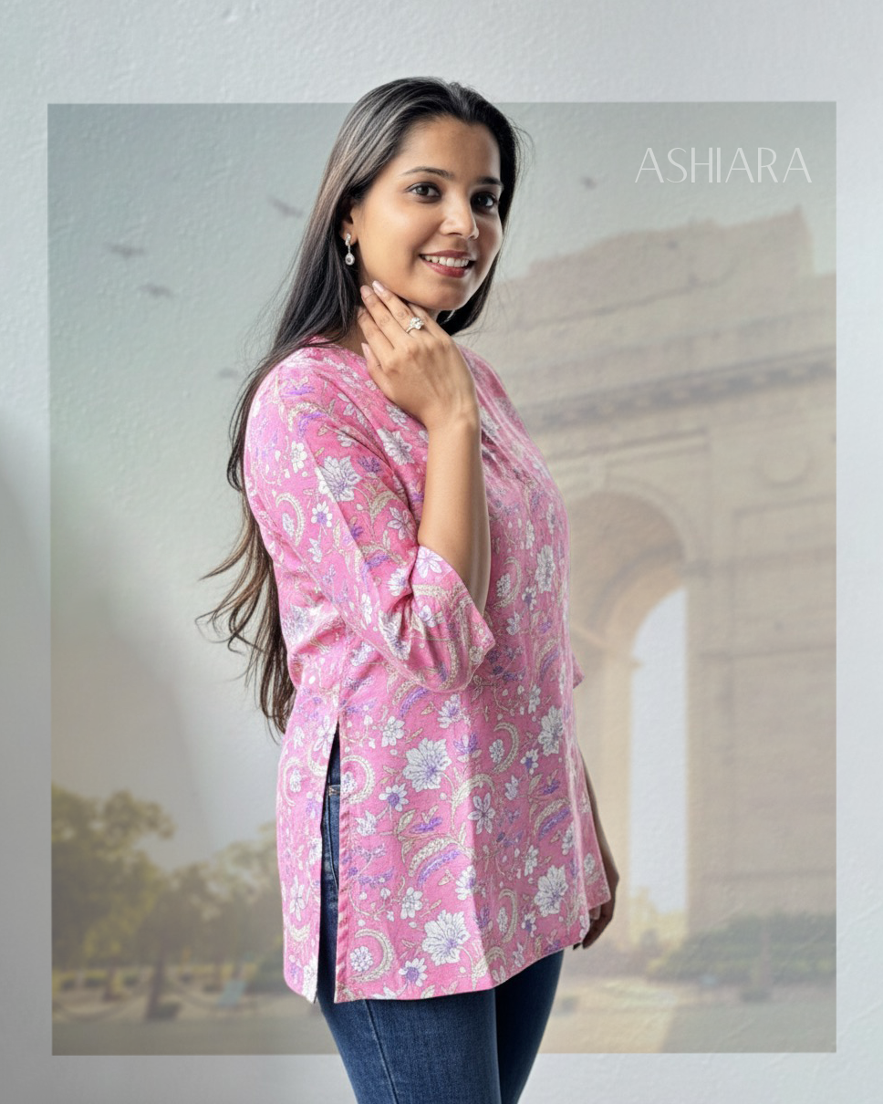 Zaara Kurti- Pink Floral