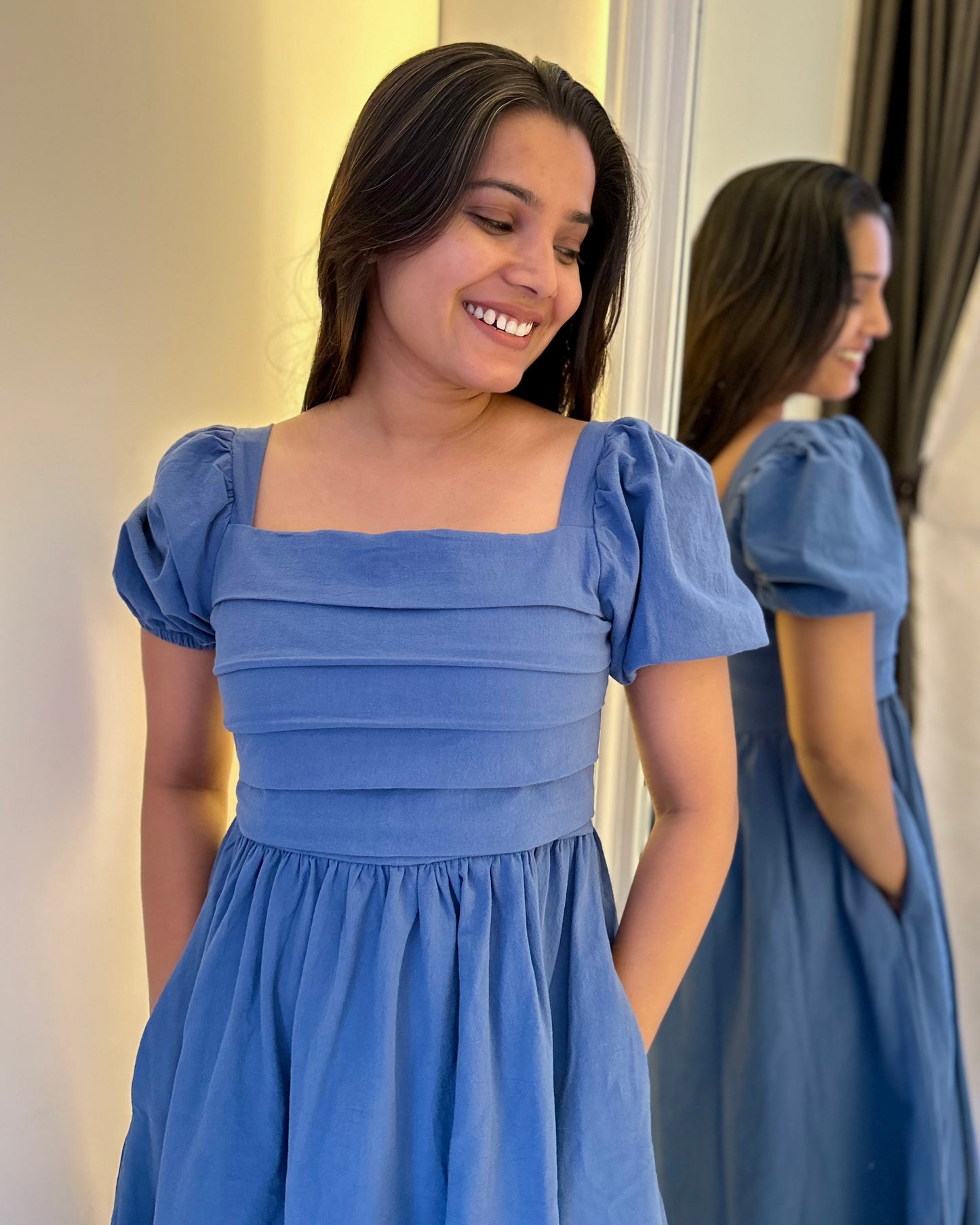 BELLA MIDI DRESS -Blue