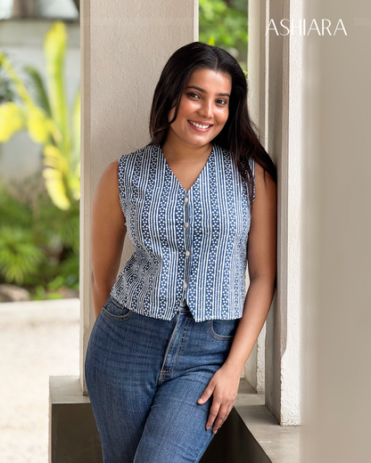 MIRA VEST TOP- Blue