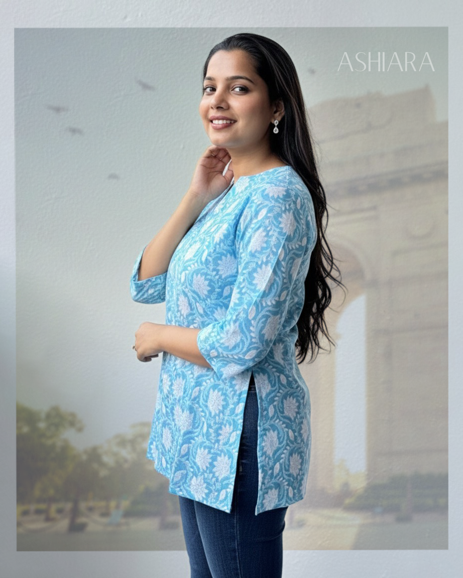 Zaara Kurti- Blue Floral