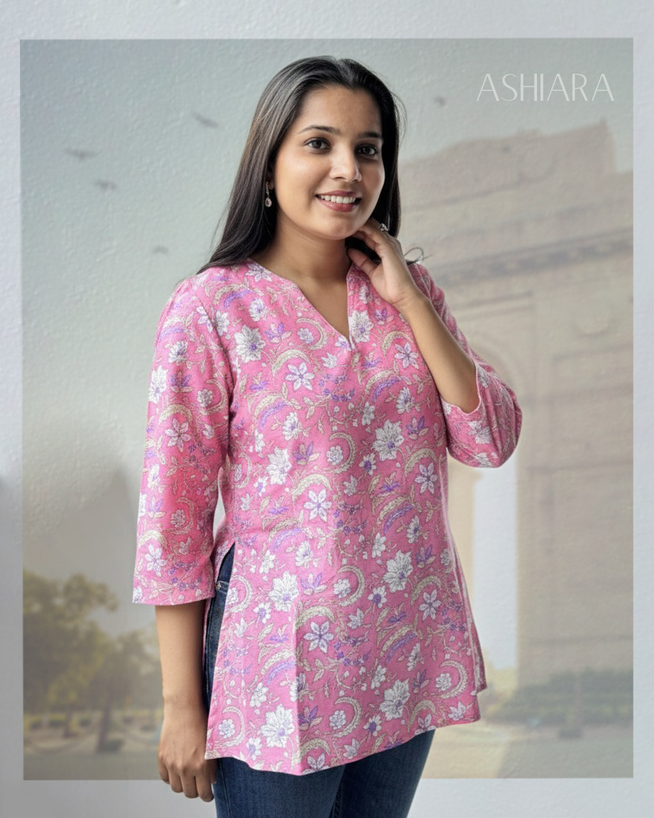 Zaara Kurti- Pink Floral