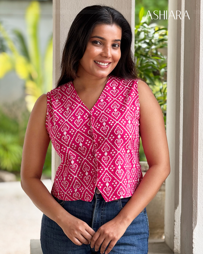 MIRA VEST TOP- Pink