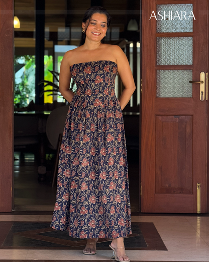 FLORA MAXI DRESS - Navy