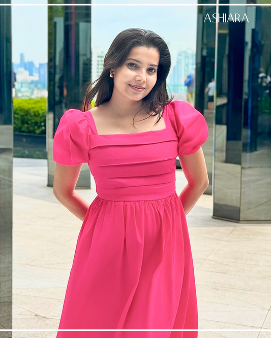 Bella Midi Dress-Fuchsia