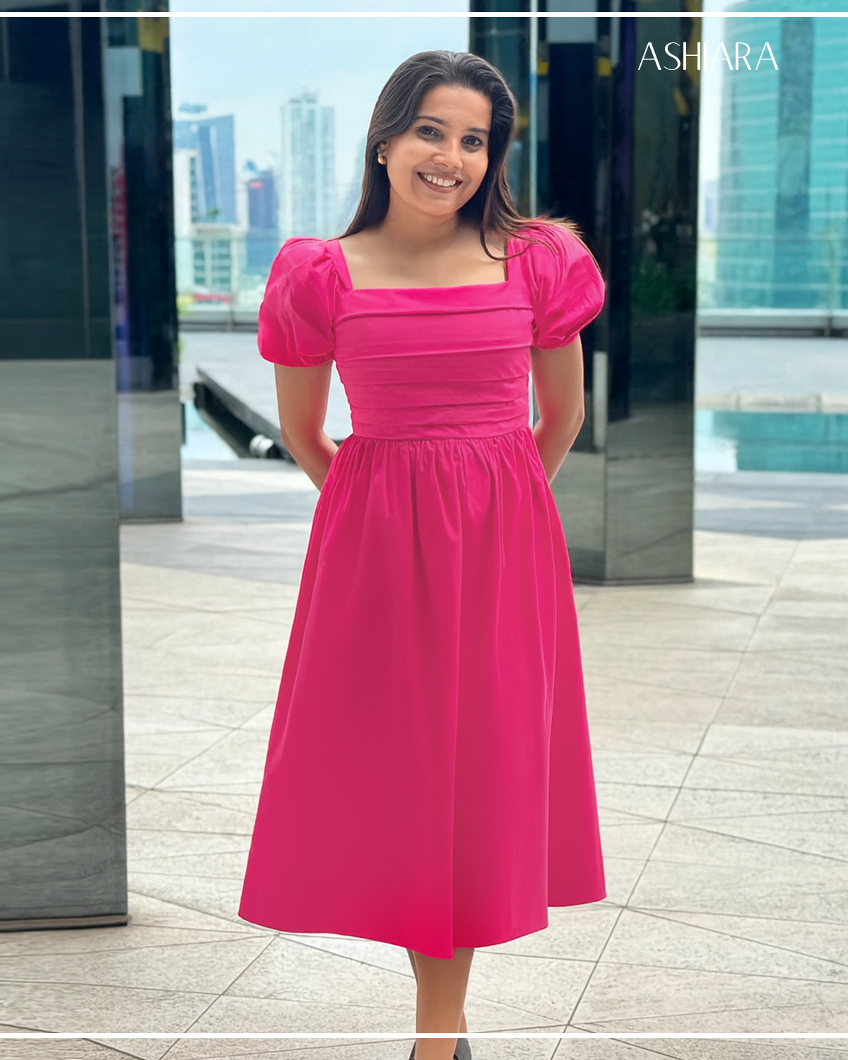 Bella Midi Dress-Fuchsia