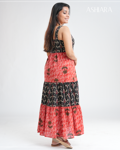 AMELIE MAXI DRESS- Black & Red