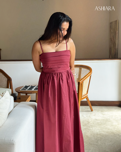 ASHIARA PRINCESS MAXI DRESS -  Maroon