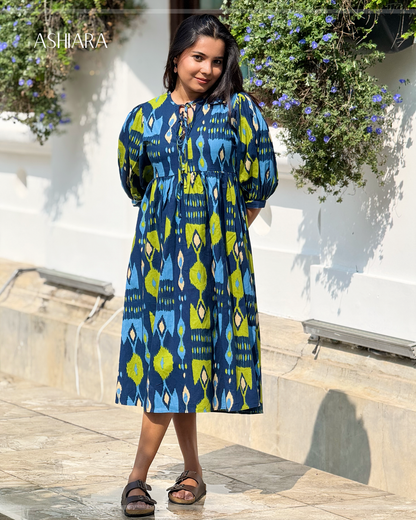 SARA MIDI DRESS -Blue