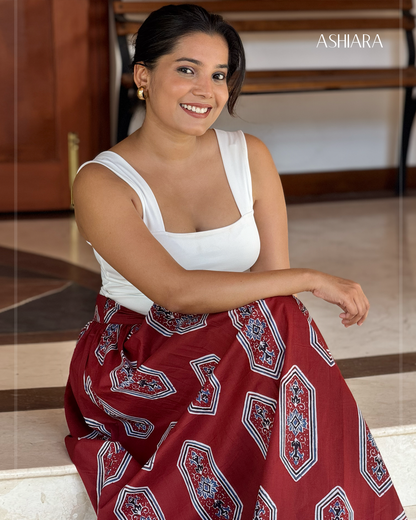 AURELIA WRAP SKIRT -Maroon