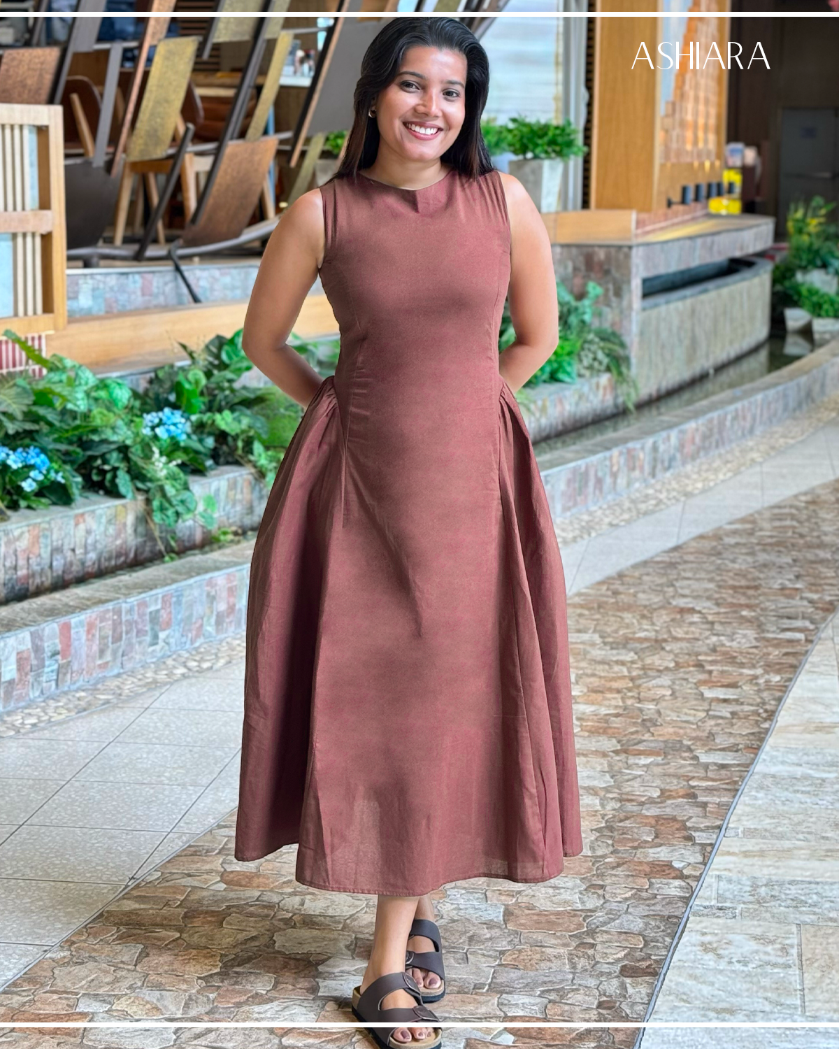 ASHIARA MERLOT MIDI DRESS
