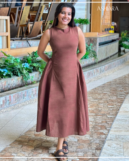 ASHIARA MERLOT MIDI DRESS