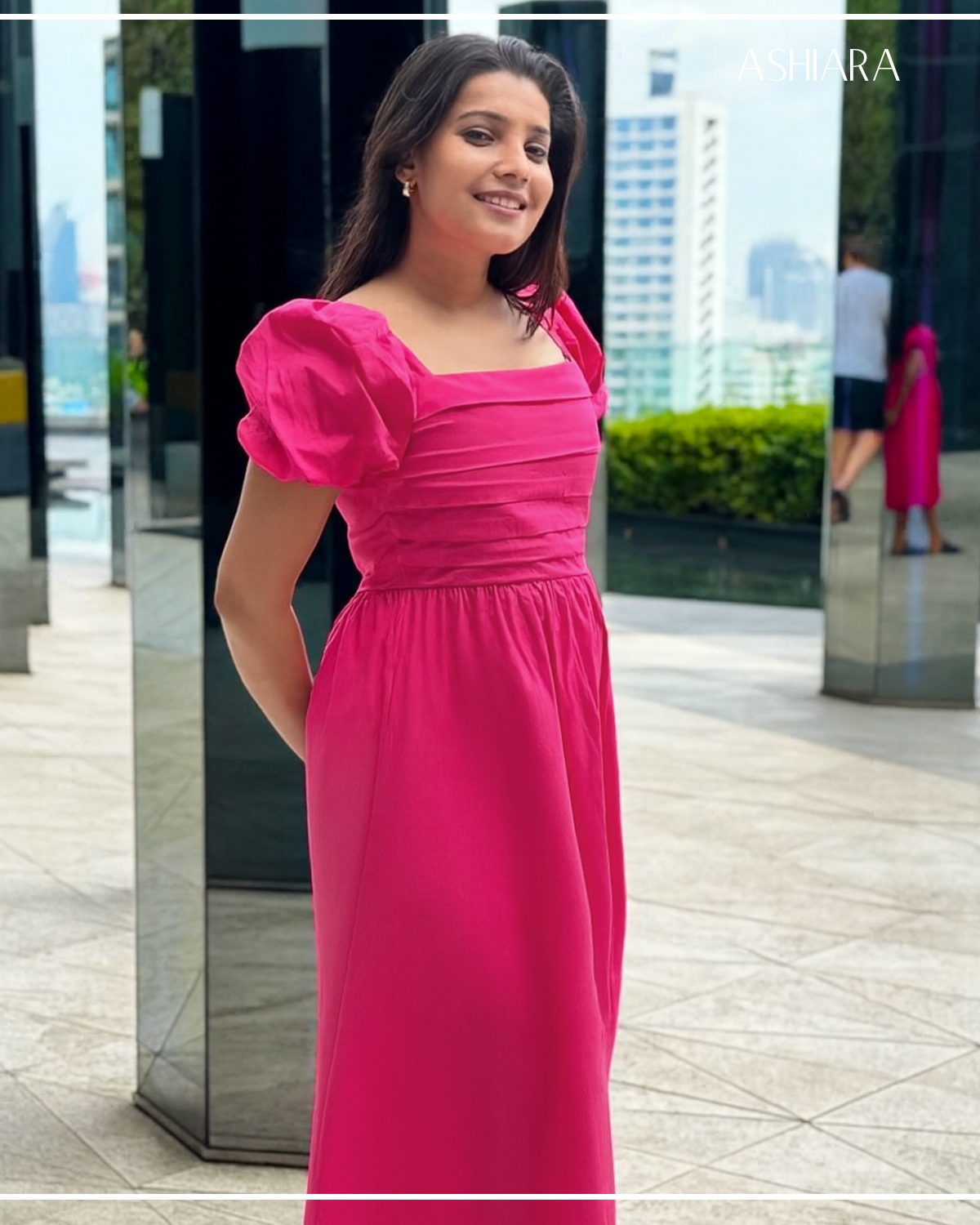 Bella Midi Dress-Fuchsia