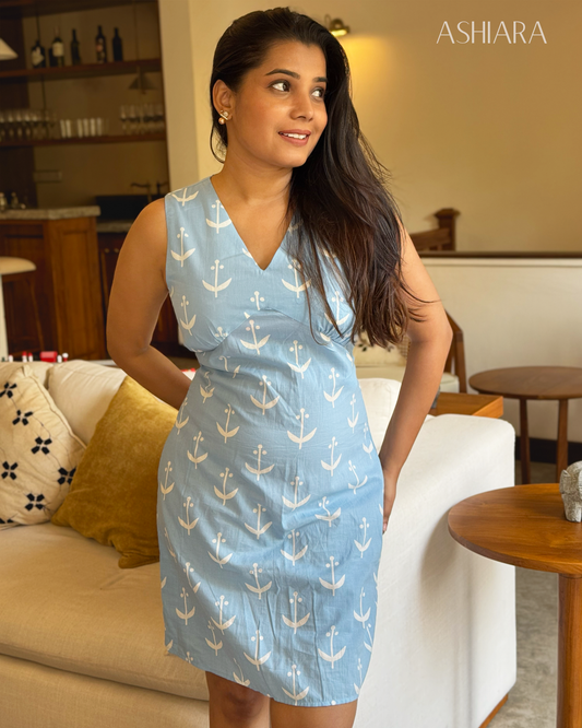 ASHIARA LUMI MINI DRESS- Light Blue