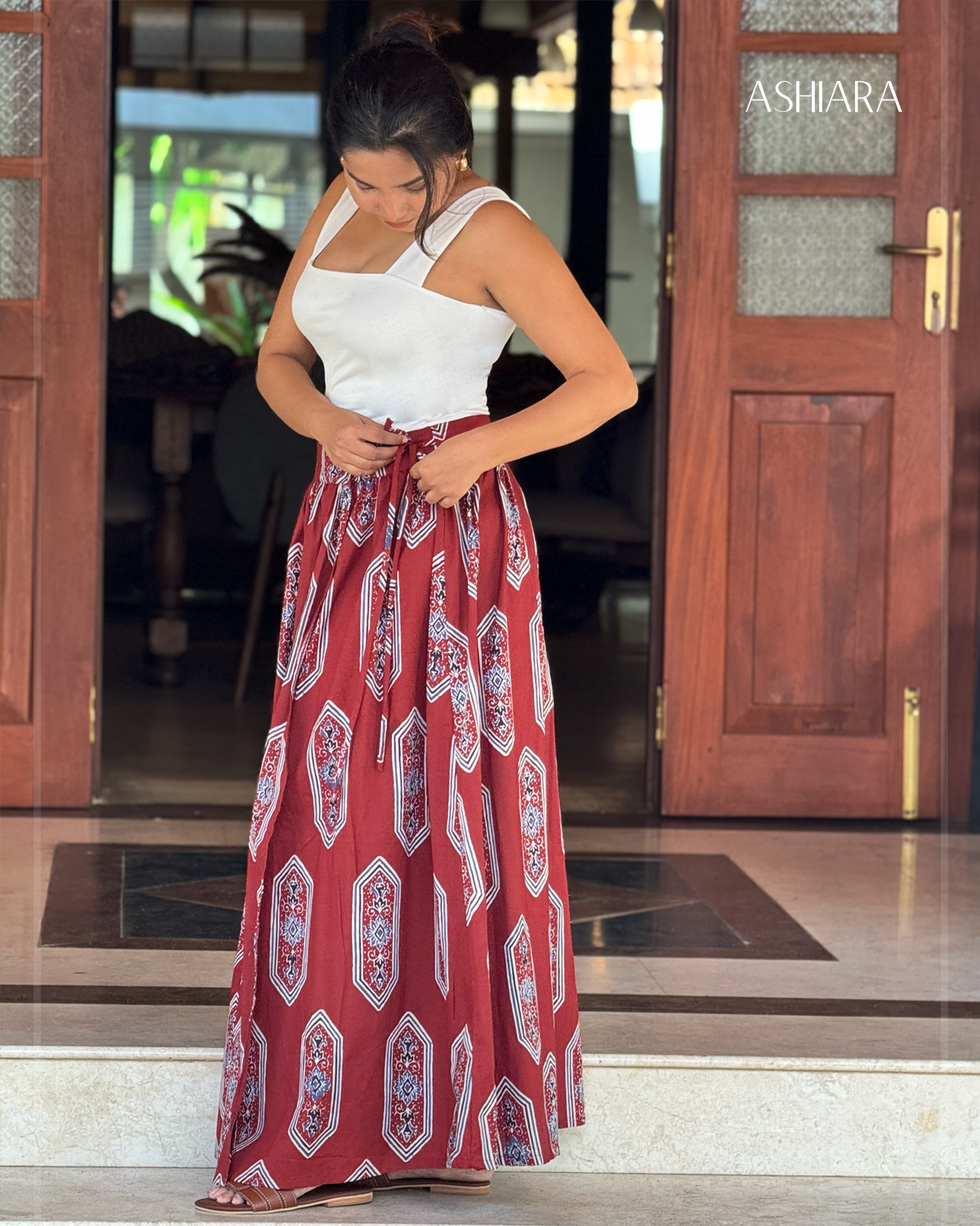 AURELIA WRAP SKIRT -Maroon