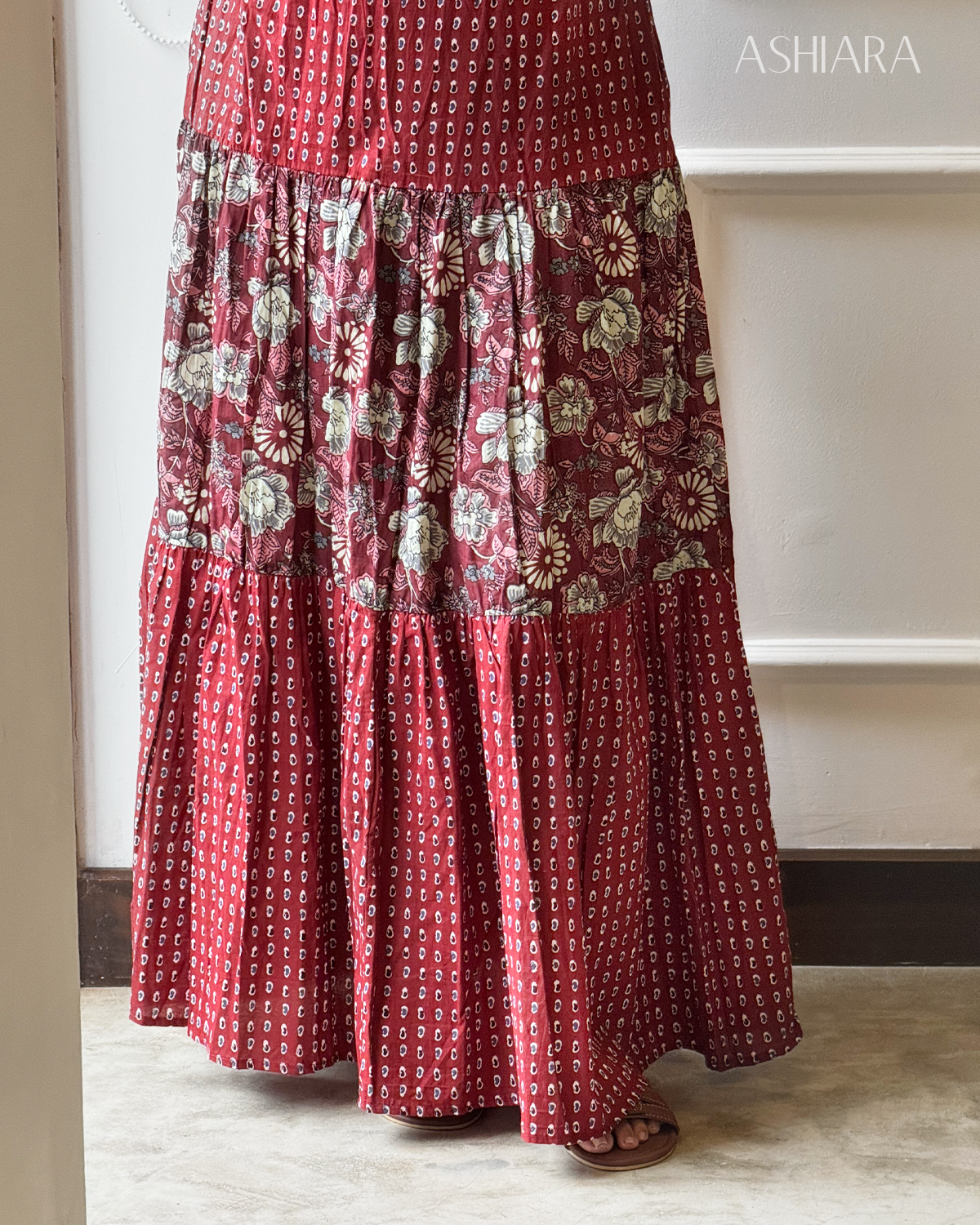 NINA MAXI SKIRT- Maroon