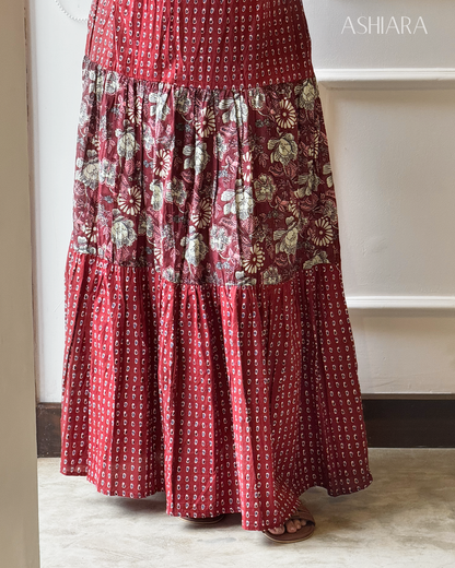 NINA MAXI SKIRT- Maroon
