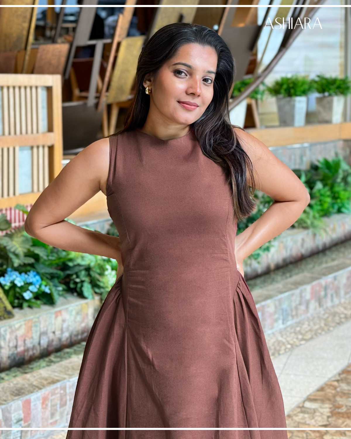 ASHIARA MERLOT MIDI DRESS