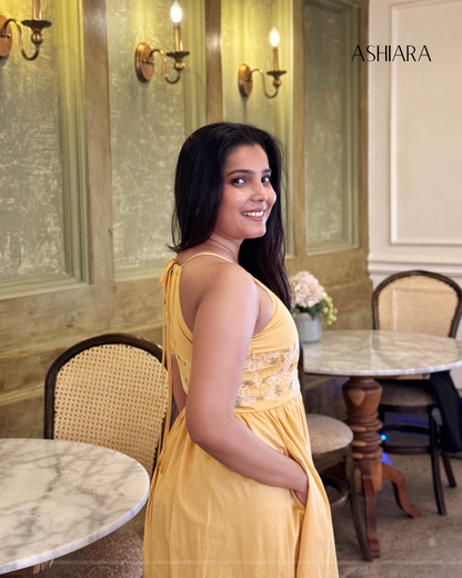 ELARA Embroidery Dress- Yellow