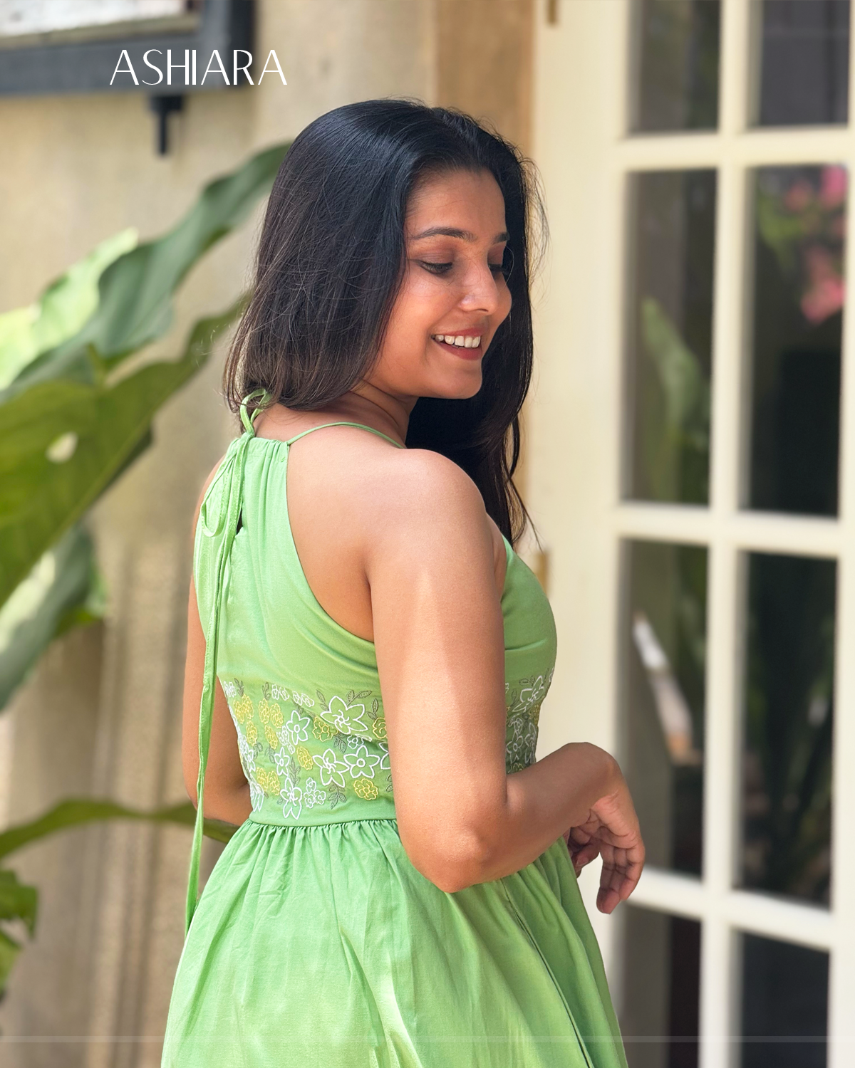 ELARA Embroidery Dress- Green