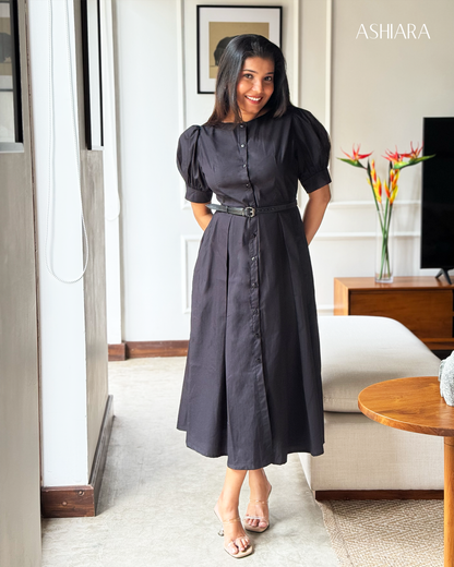 ASHIARA CATHY MIDI DRESS - Black