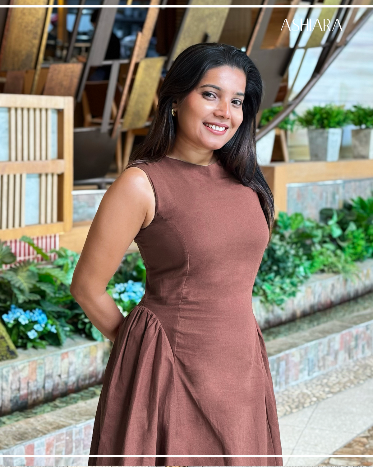 ASHIARA MERLOT MIDI DRESS