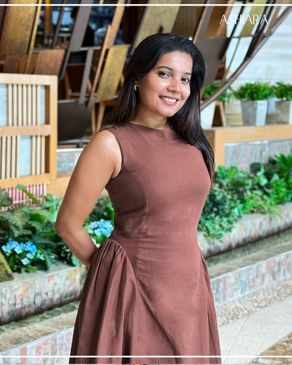 ASHIARA MERLOT MIDI DRESS
