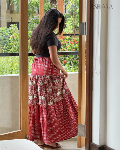 NINA MAXI SKIRT- Maroon