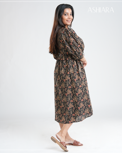 SARA MIDI DRESS - Black