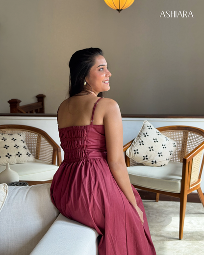 ASHIARA PRINCESS MAXI DRESS -  Maroon