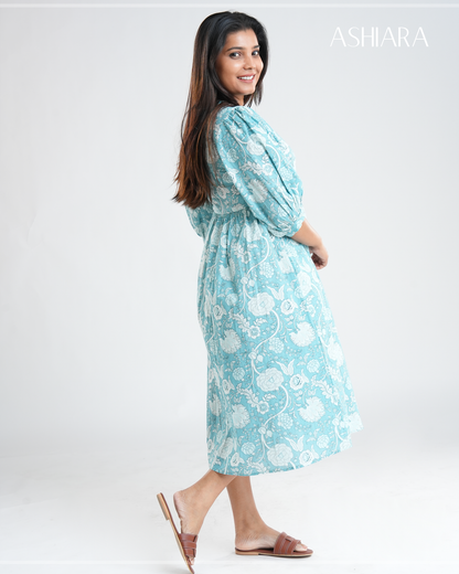 SARA MIDI DRESS - Light Blue
