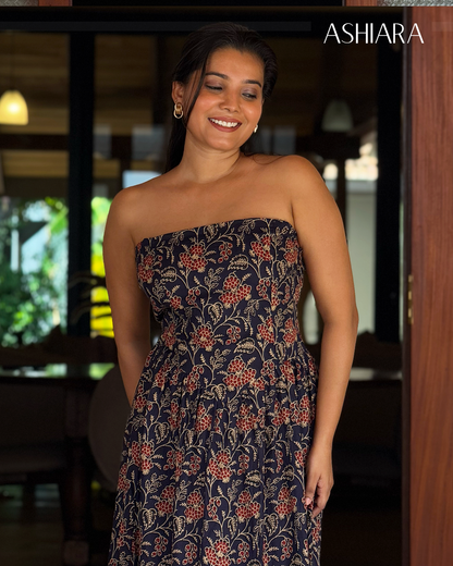 FLORA MAXI DRESS - Navy