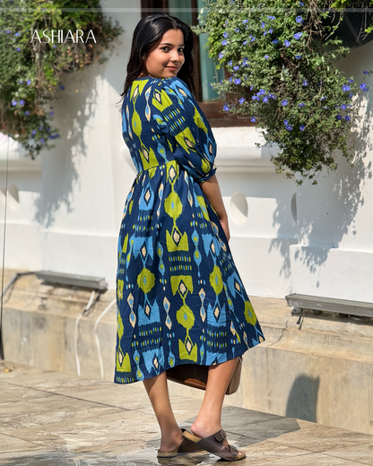 SARA MIDI DRESS -Blue