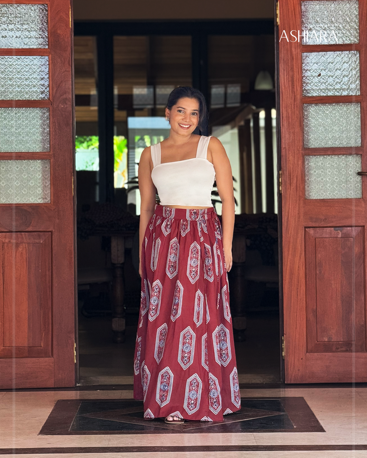 AURELIA WRAP SKIRT -Maroon