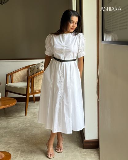 ASHIARA CATHY MIDI DRESS - White