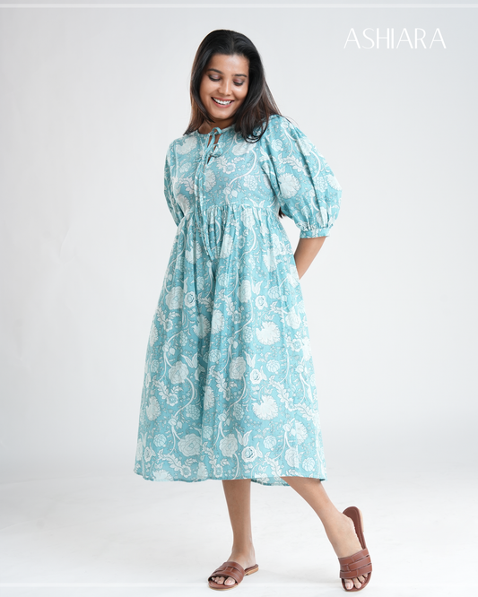 SARA MIDI DRESS - Light Blue