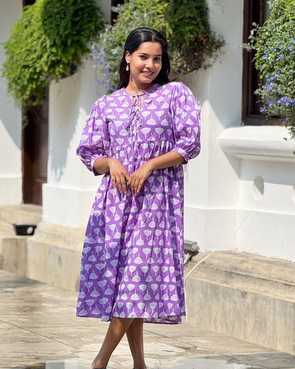 SARA MIDI DRESS -Purple