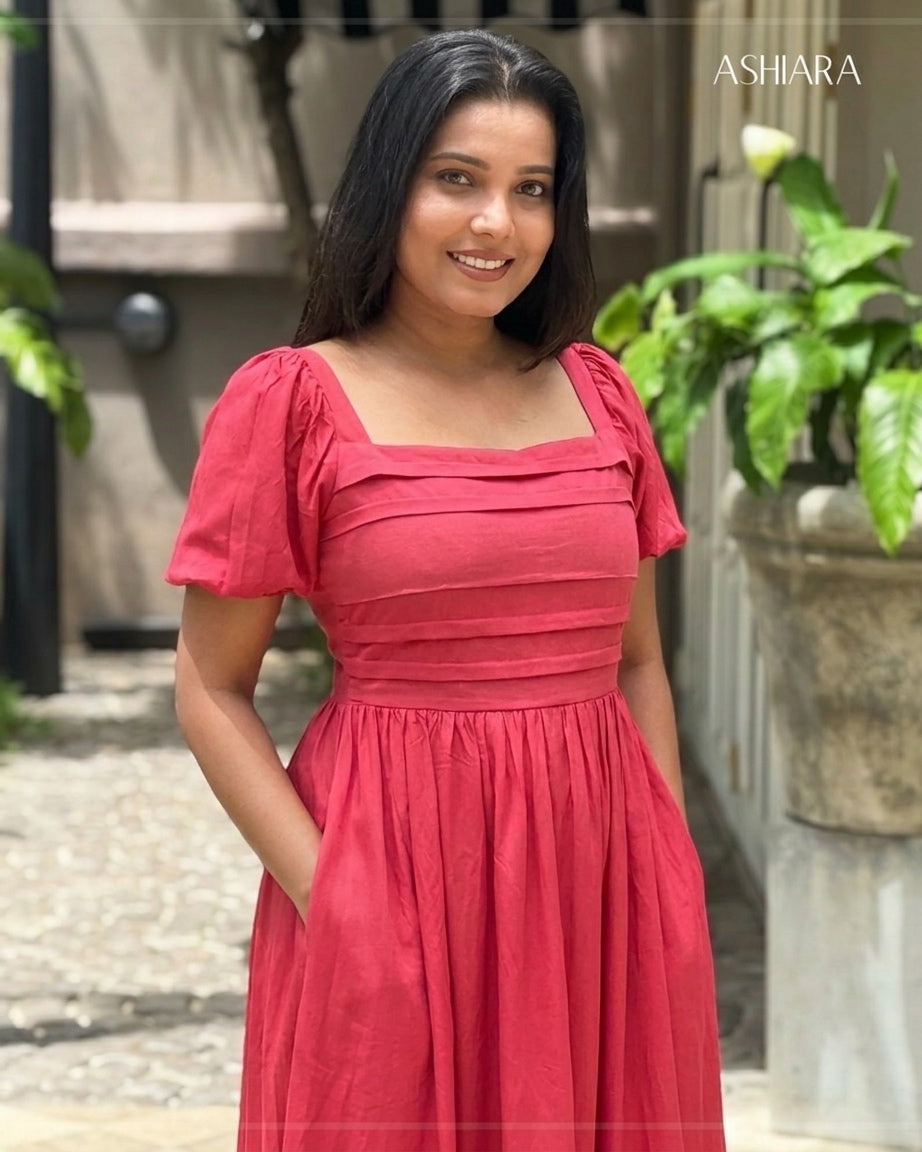 BELLA MAXI DRESS- Coral Red
