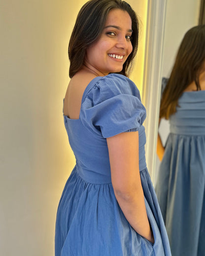 BELLA MIDI DRESS -Blue