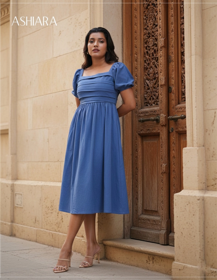 BELLA MIDI DRESS -Blue