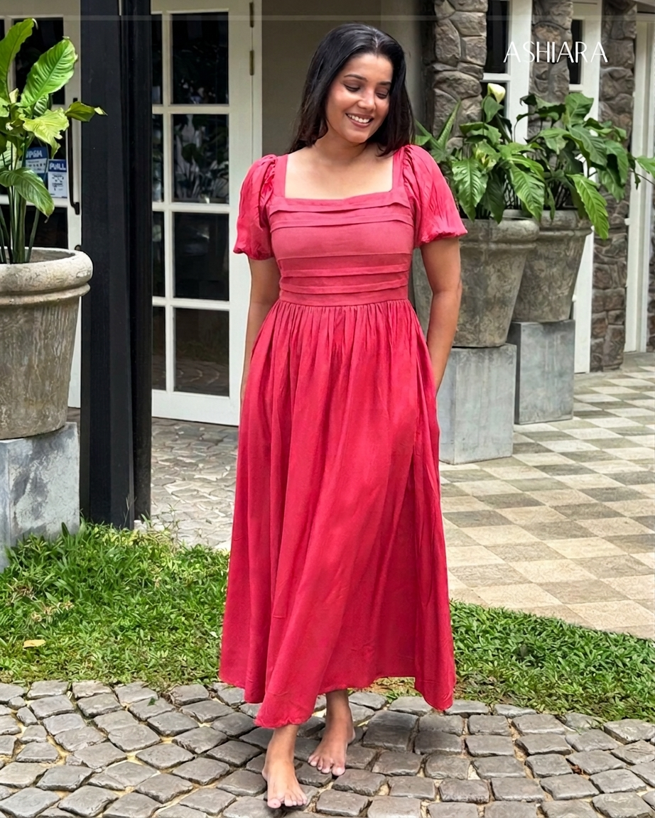 BELLA MAXI DRESS- Coral Red