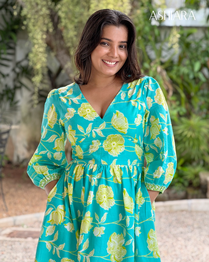 LE'LUSIA MIDI DRESS-Teal Blue