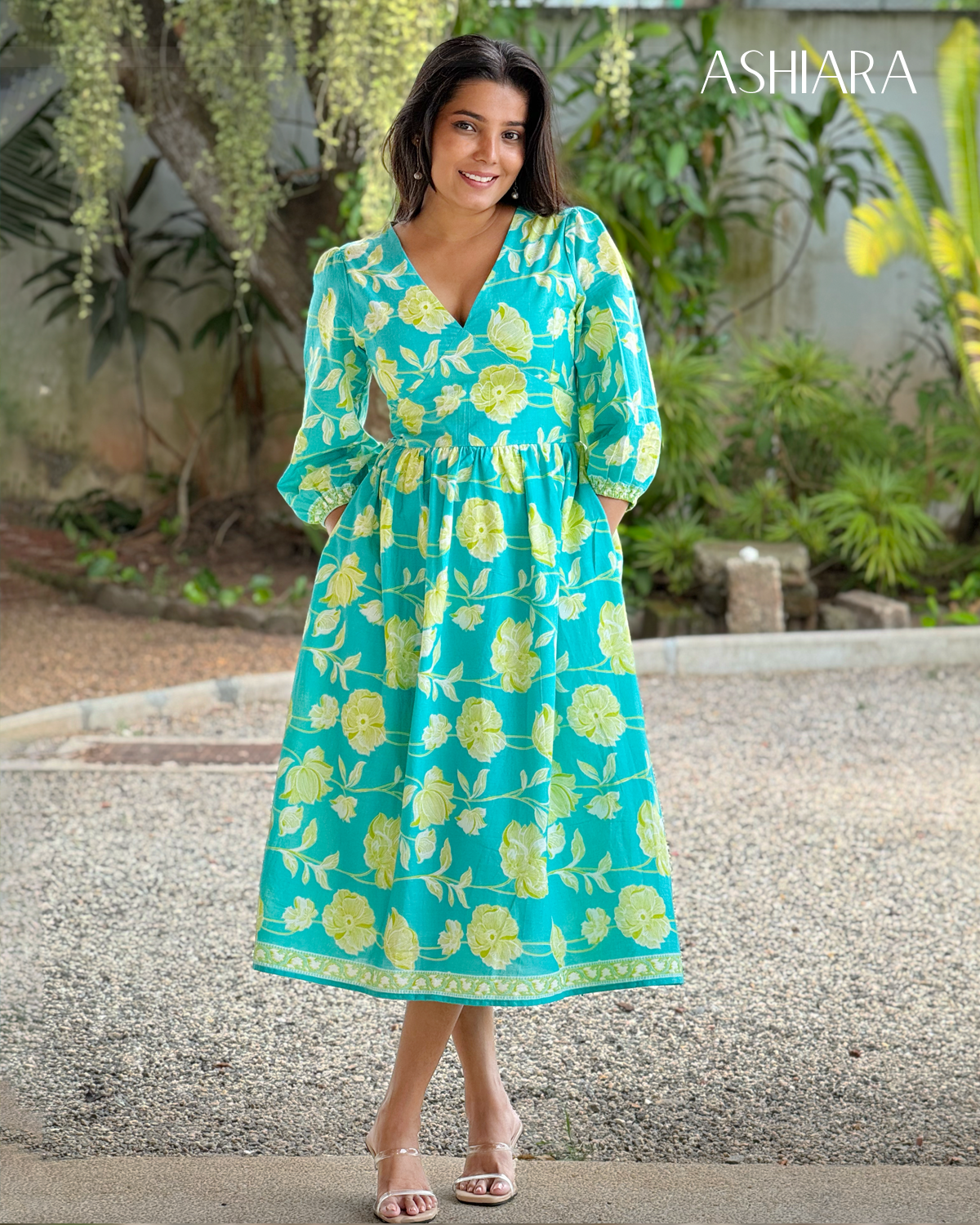 LE'LUSIA MIDI DRESS-Teal Blue