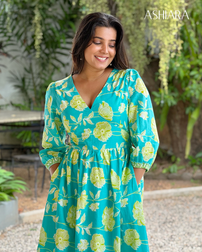 LE'LUSIA MIDI DRESS-Teal Blue