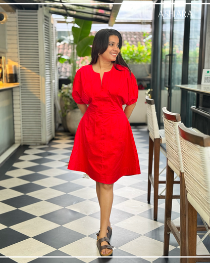 ASHIARA CANNES MINI DRESS - Red