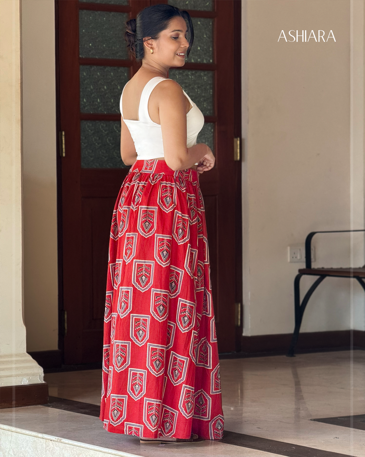 AURELIA WRAP SKIRT -Red