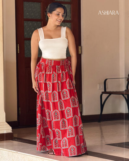 AURELIA WRAP SKIRT -Red