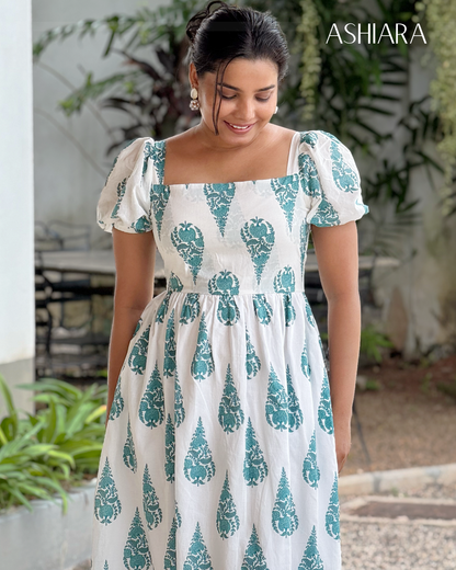 SAVEIRA MIDI DRESS- Teal Blue